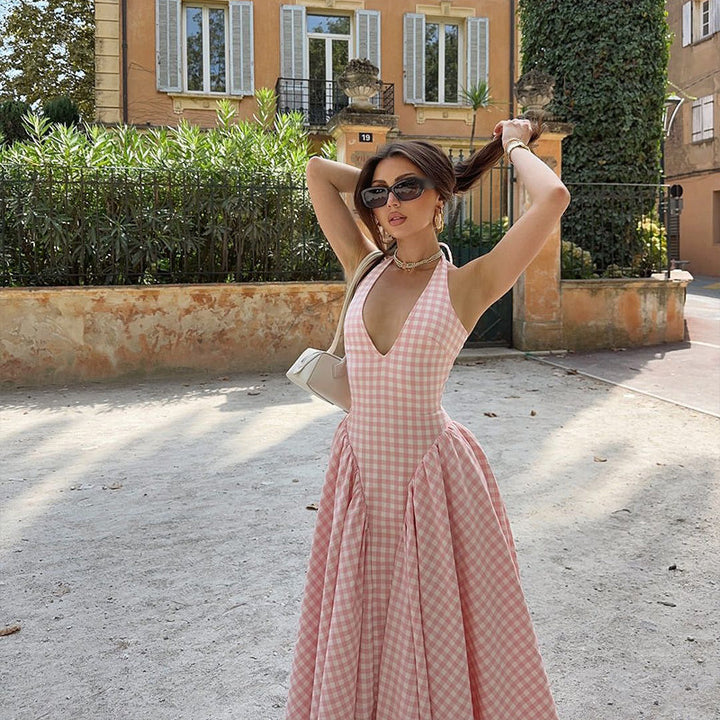 Kaelyn - Plaid Print Midi Dress
