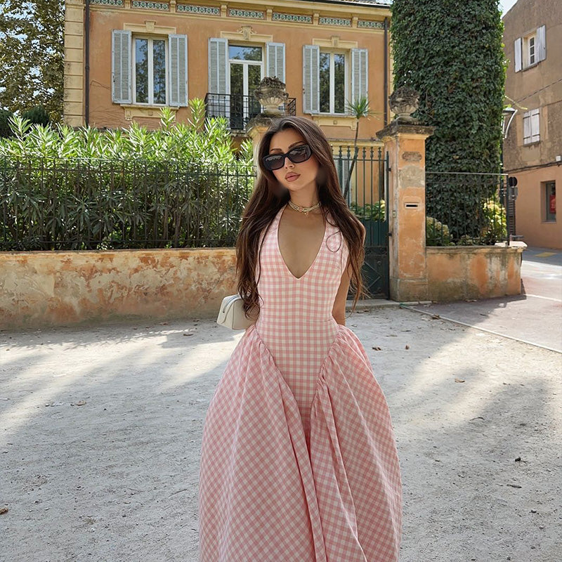 Kaelyn - Plaid Print Midi Dress