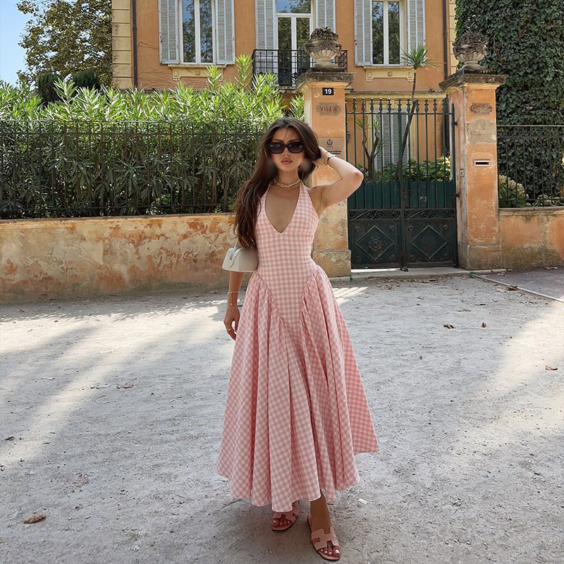 Kaelyn - Plaid Print Midi Dress