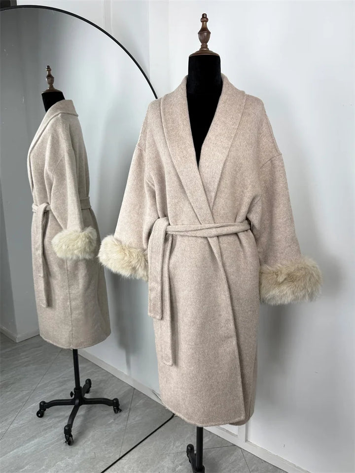 Eulalia - Tossy Fox Fur Wool Overcoat Women's Short Coat
