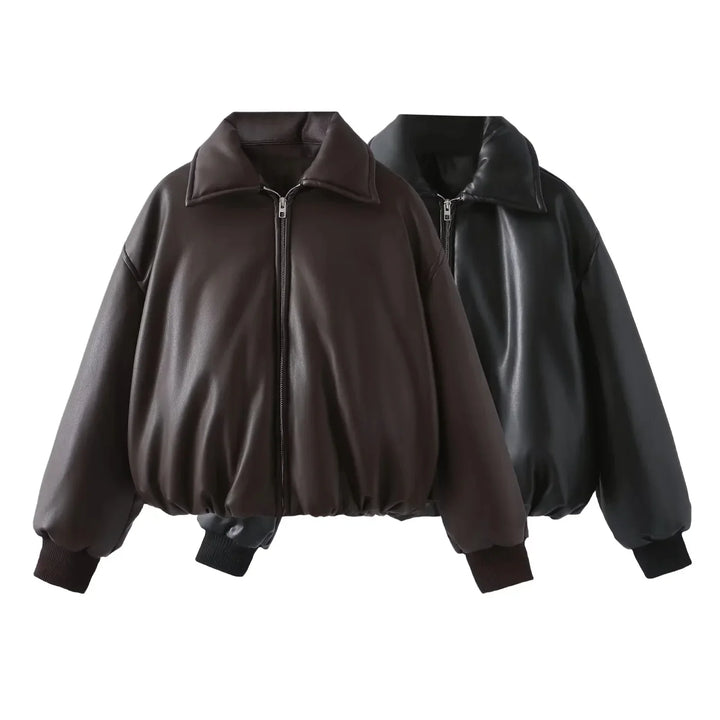 Azariah - Oversized Vegan Leather Jacket with Warm Lining