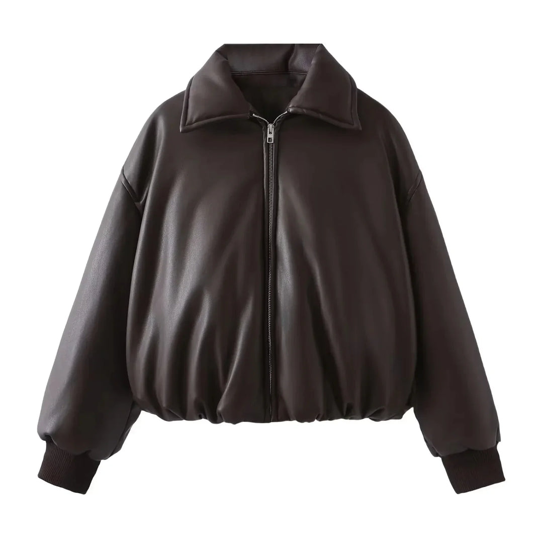 Azariah - Oversized Vegan Leather Jacket with Warm Lining
