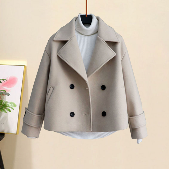Lumi - Women's Peacoat Jacket Fitted Wool Blend with Double Breasted Design for Timeless Elegance