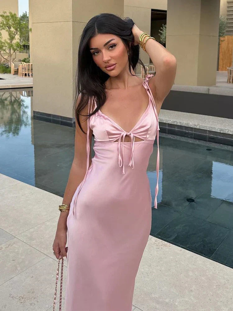 Marigold - Sleeveless Satin Maxi Dress