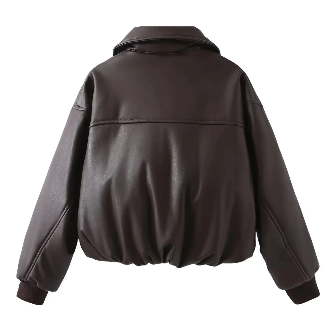 Azariah - Oversized Vegan Leather Jacket with Warm Lining