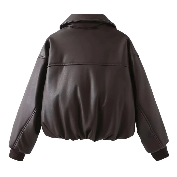 Azariah - Oversized Vegan Leather Jacket with Warm Lining