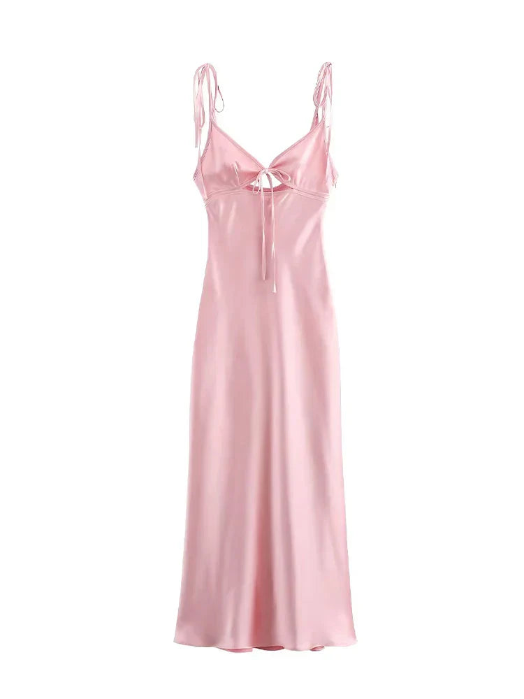 Marigold - Sleeveless Satin Maxi Dress