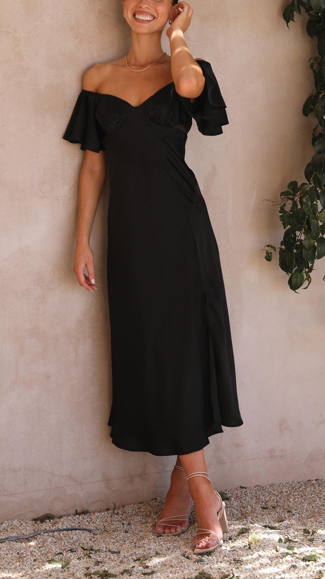 Maelyn - Butterfly Sleeve Off-Shoulder Maxi Dress