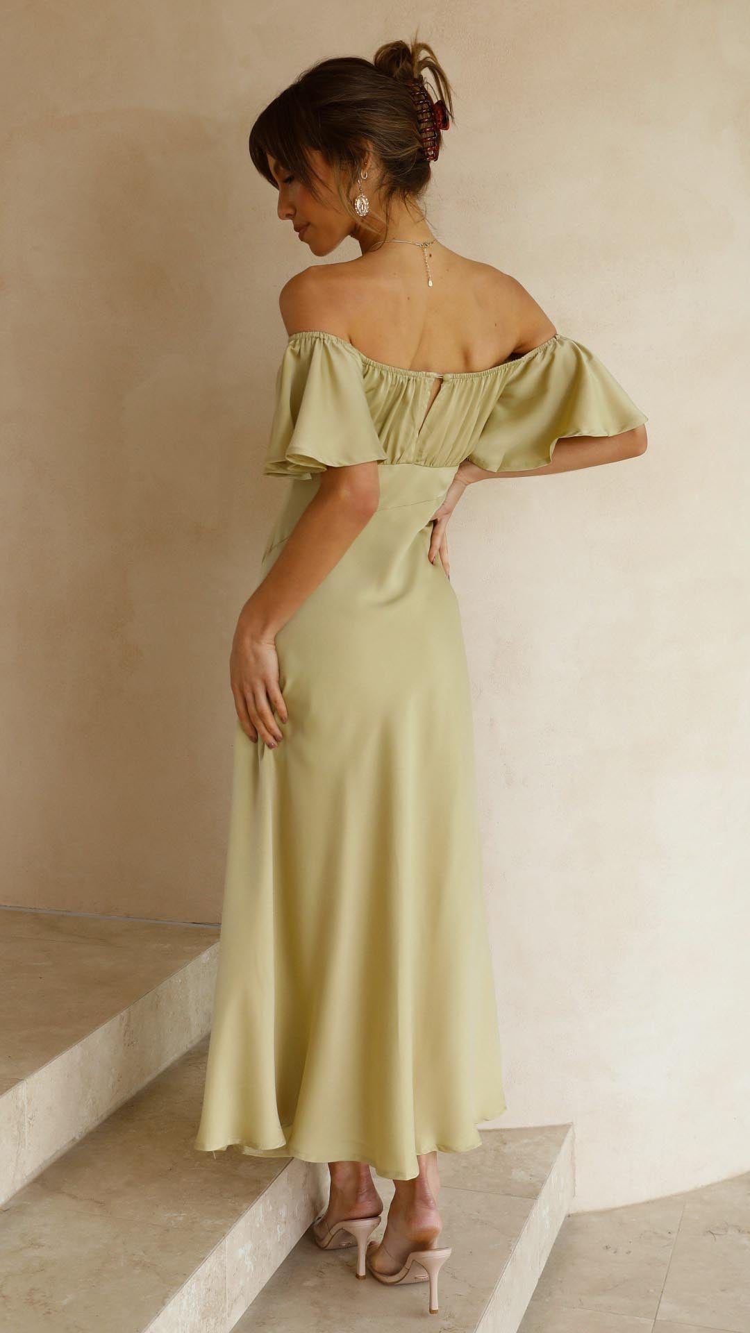 Maelyn - Butterfly Sleeve Off-Shoulder Maxi Dress