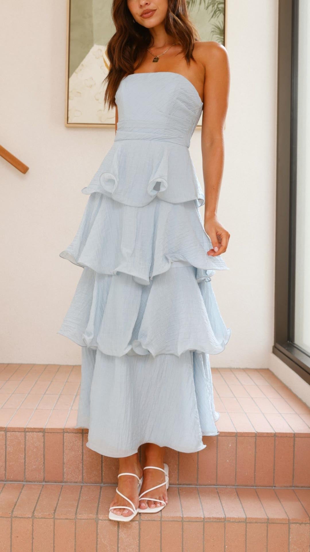 Ivory -Tiered Ruffle Maxi Dress