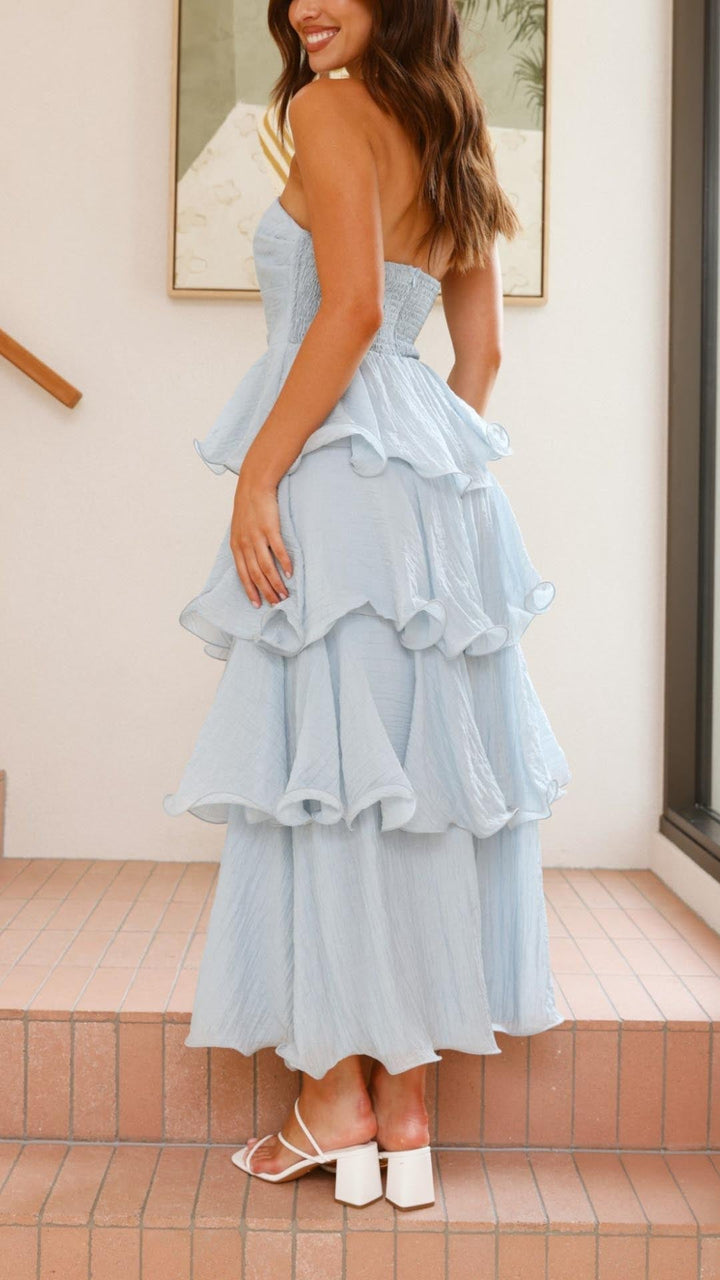 Ivory -Tiered Ruffle Maxi Dress