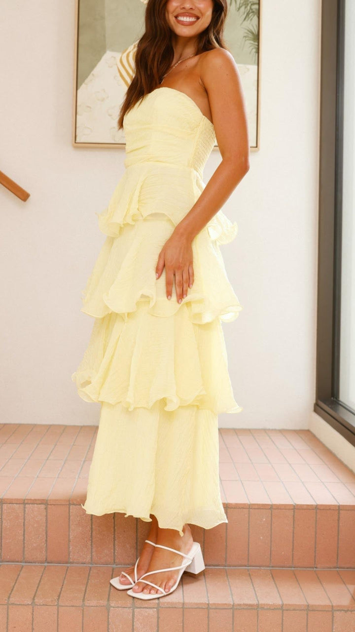 Ivory -Tiered Ruffle Maxi Dress