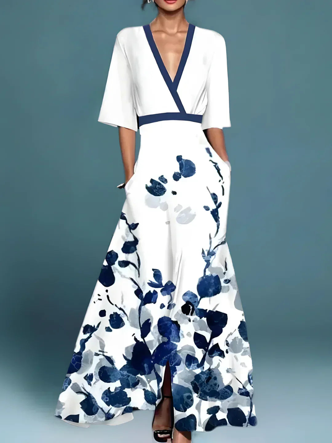 Avirelle -  Elegant Floral Wrap Dress