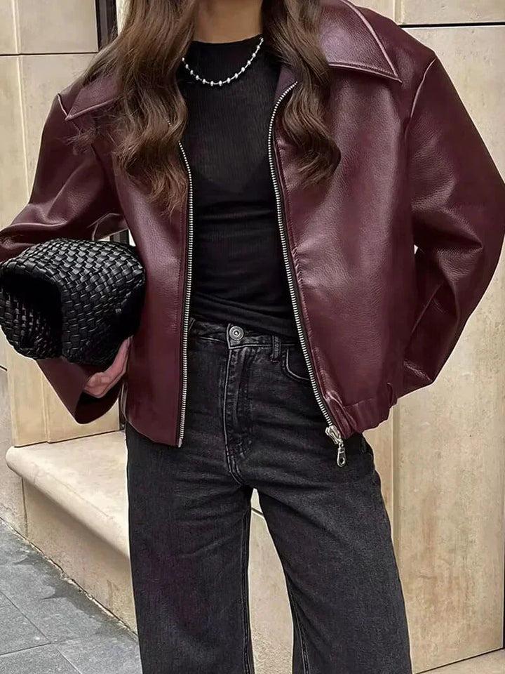 Denora - Women's Leather Jacket with Zipper and Slim Fit  Luxurious, Timeless and Tough in One