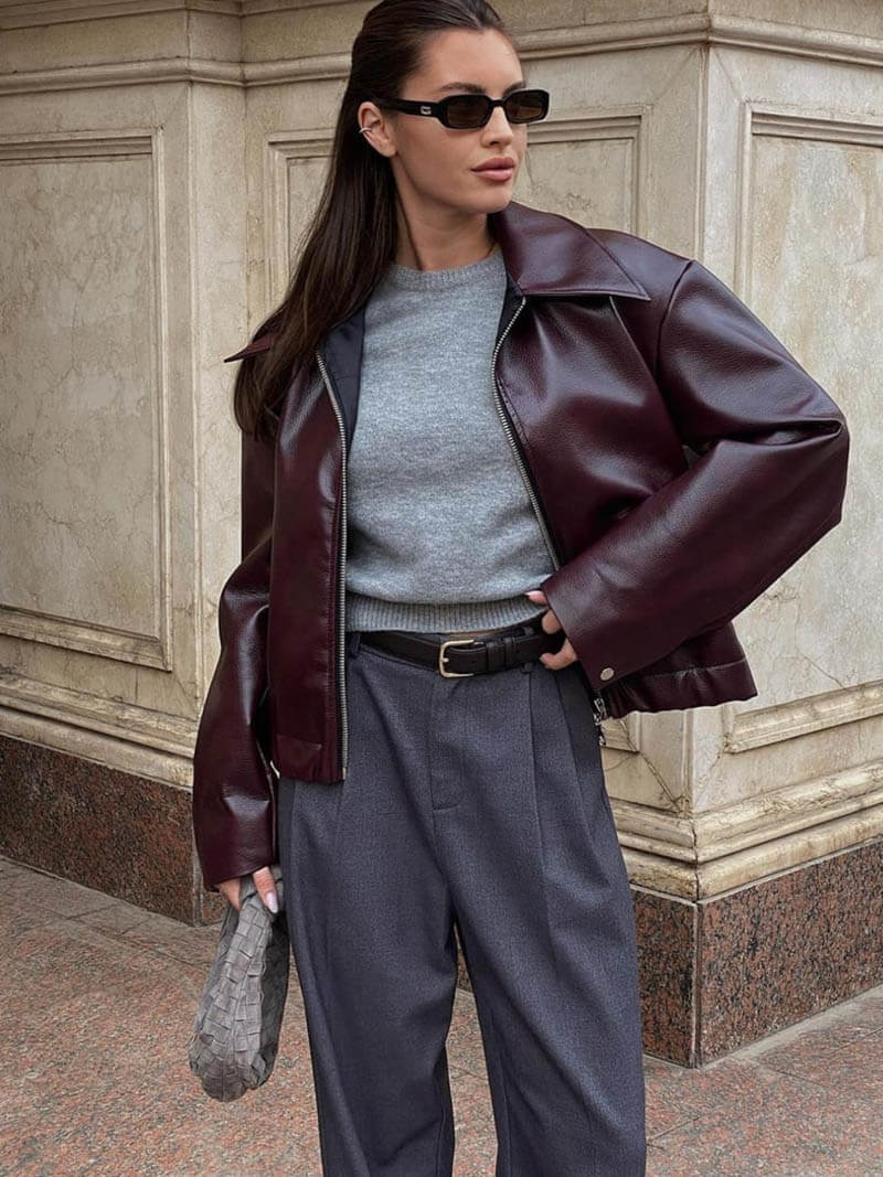 Denora - Women's Leather Jacket with Zipper and Slim Fit  Luxurious, Timeless and Tough in One