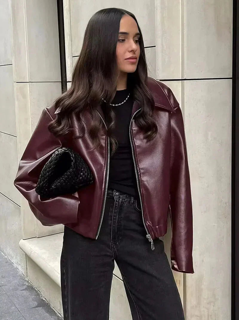 Denora - Women's Leather Jacket with Zipper and Slim Fit  Luxurious, Timeless and Tough in One