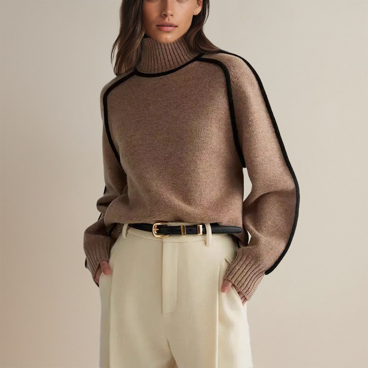 Helena - Luxurious Cashmere Turtleneck with Contrasting Details