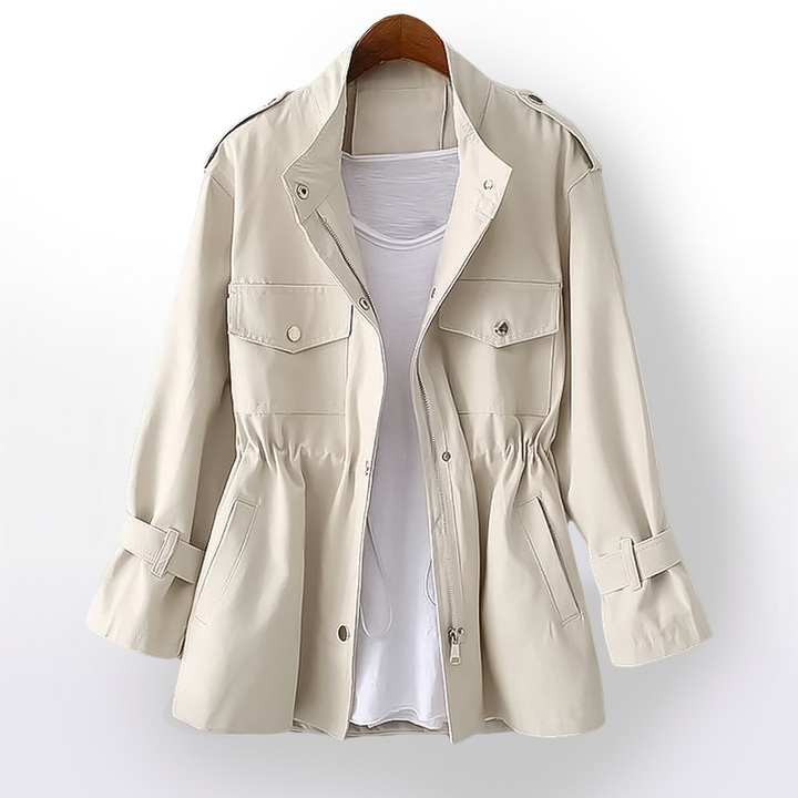 Cerelia - Women's Trench Coat  Stylish Casual Look with Luxurious Cotton Blend and Refined Details