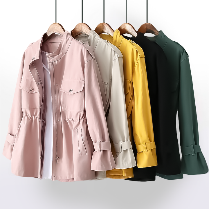 Cerelia - Women's Trench Coat  Stylish Casual Look with Luxurious Cotton Blend and Refined Details