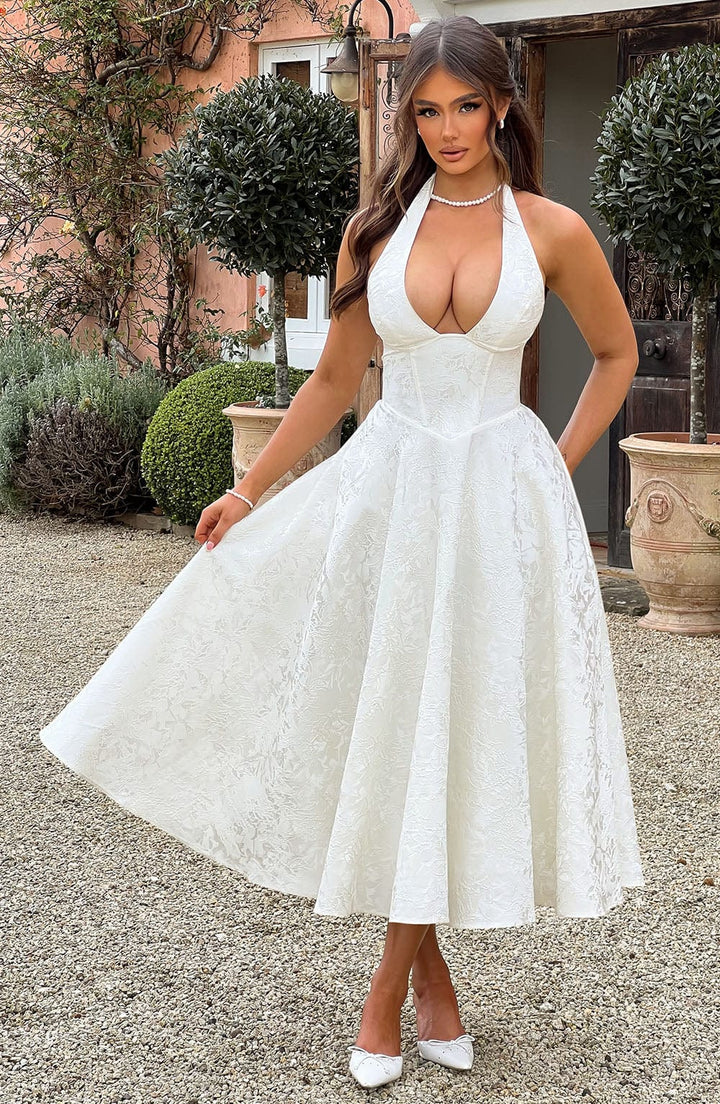 Frida - Halter Sleeveless Midi Dress
