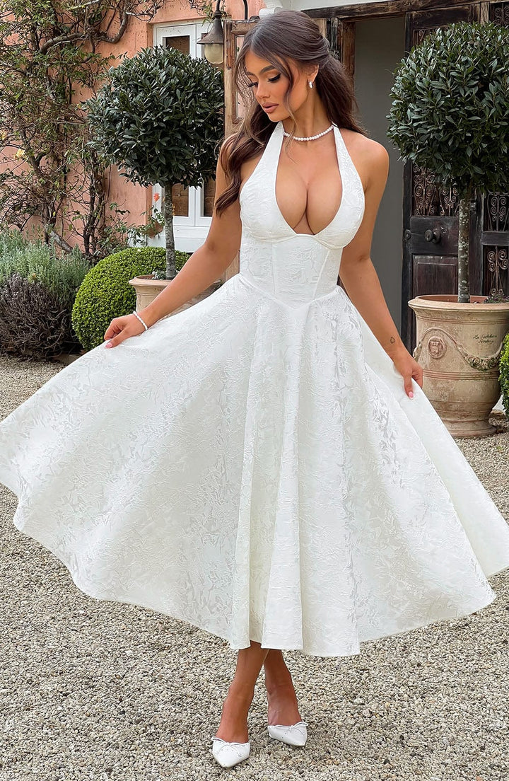Frida - Halter Sleeveless Midi Dress
