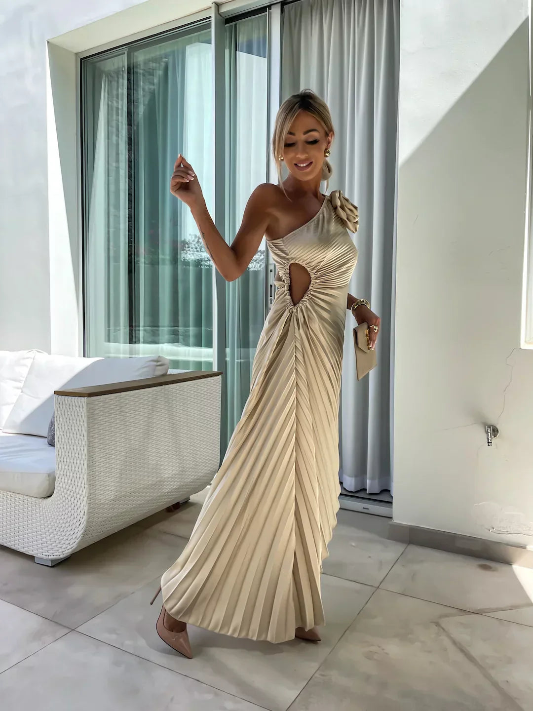 Emmeline - Romantic Flower One Shoulder Dress