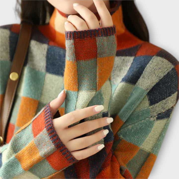 Tiana - Patchwork turtleneck sweater