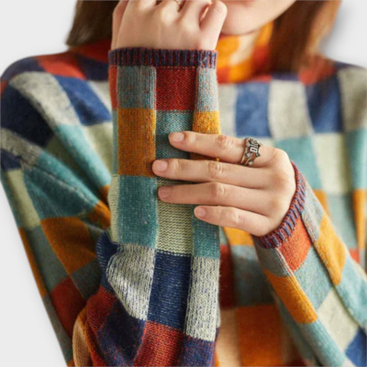 Tiana - Patchwork turtleneck sweater