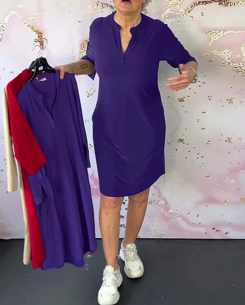 Mirayah -  Elegant V Neck Dress