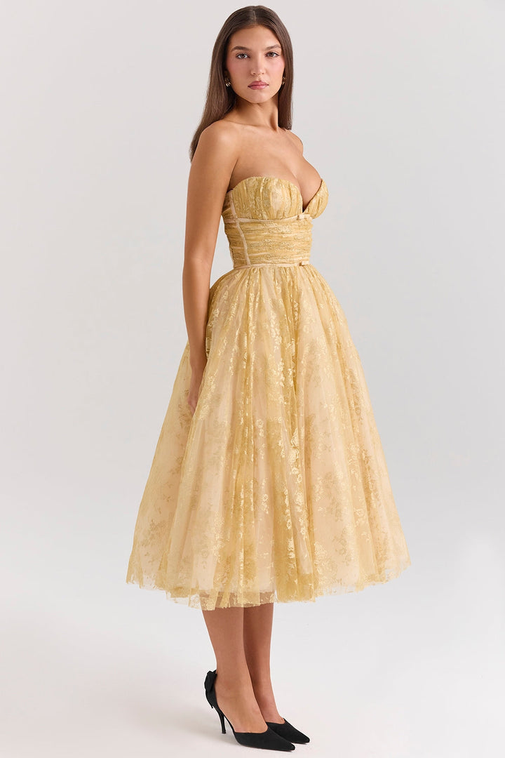 Galia - Golden Corset Dress