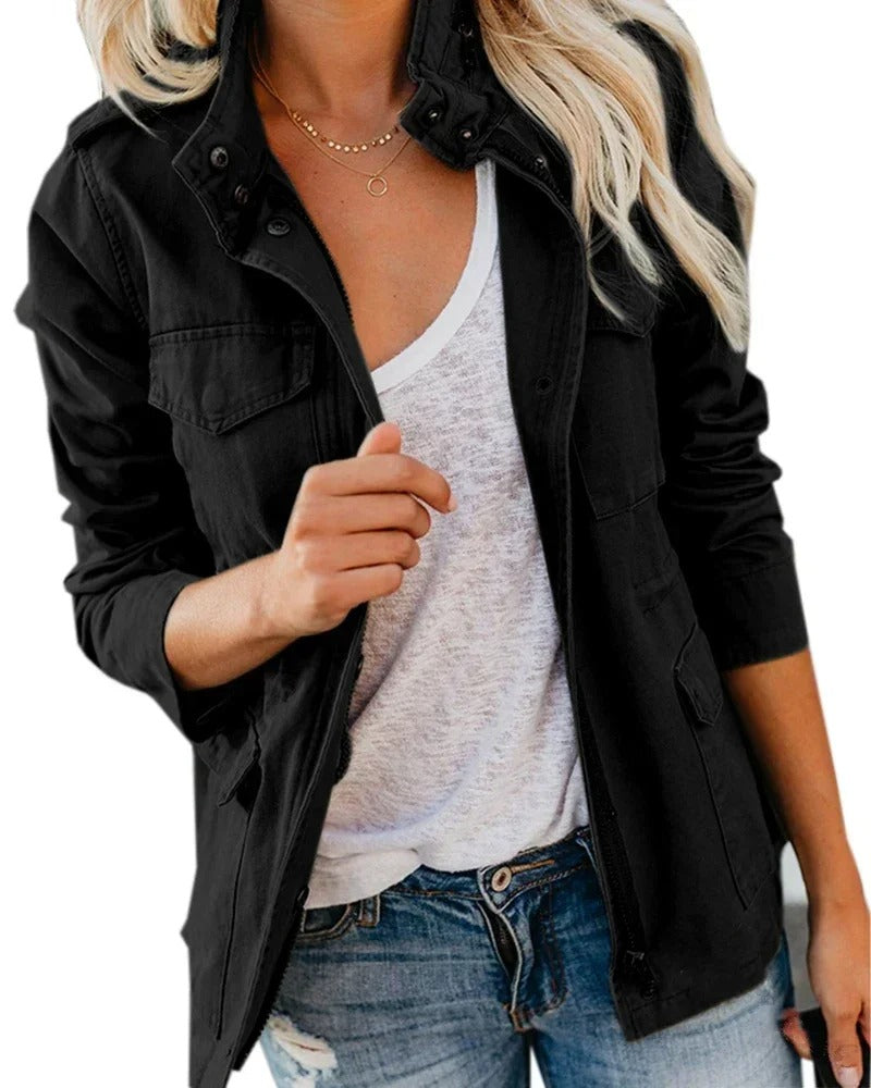 Alarice - Utility jacket with stand-up collar and functional pockets