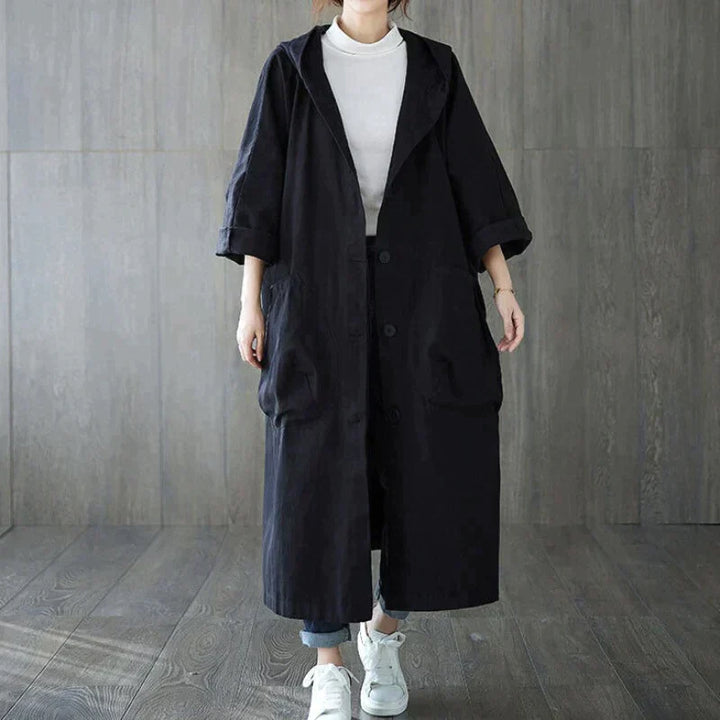 Liora - Women's Trench Coat Oversized Style with Functional Pocket Details