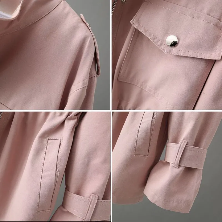 Cerelia - Women's Trench Coat  Stylish Casual Look with Luxurious Cotton Blend and Refined Details